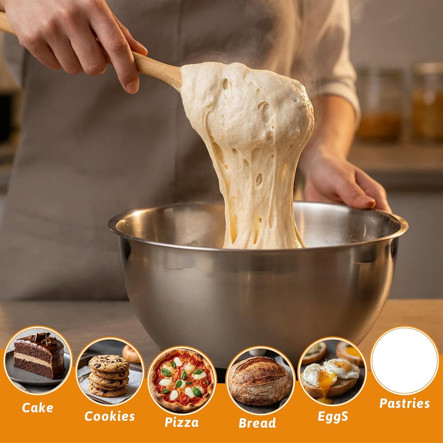 12 Inch Dough Whisk Wooden Danish Dough Whisk Bread Whisking Tool | Mixing Sourdough Batter Preparation Egg and Flour Mixer Whisks Traditional Bread Baking Supplies for Pastries Egg Pizza