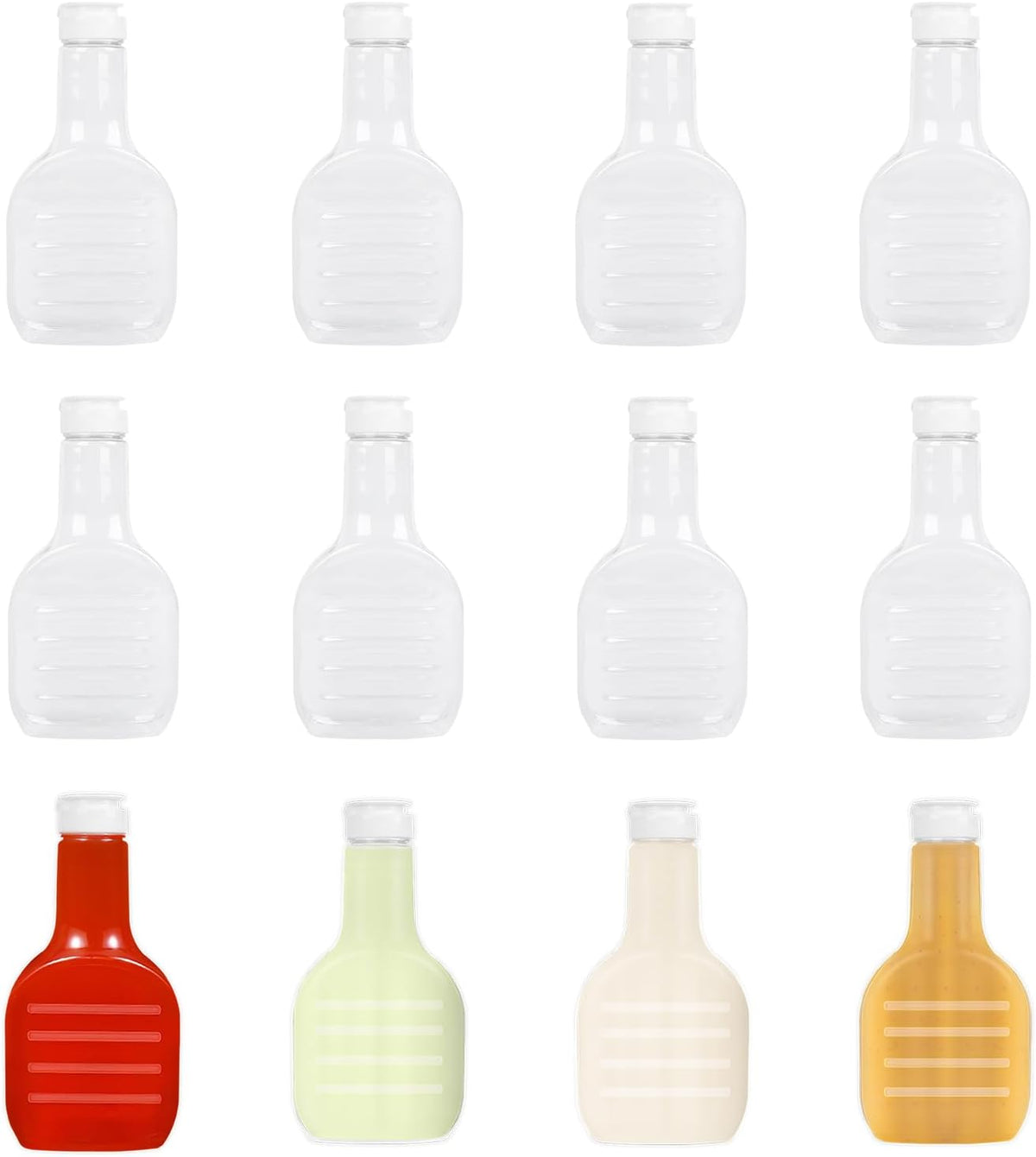 12 Pack 16 oz Clear Plastic Squeeze Bottles with Flip Top Caps | Empty bottles for salad dressing, BBQ sauce, ketchup, condiments and sauces, leakproof flip-top design for kitchen use