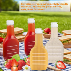 12 Pack 16 oz Clear Plastic Squeeze Bottles with Flip Top Caps | Empty bottles for salad dressing, BBQ sauce, ketchup, condiments and sauces, leakproof flip-top design for kitchen use