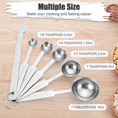 11 PCS Stainless Steel Measuring Cups Spoons Set, 5 Nesting Cups and 5 Stackable Spoons with 1 Leveler Measuring Tools Set for Dry Liquid Ingredients Cooking Baking