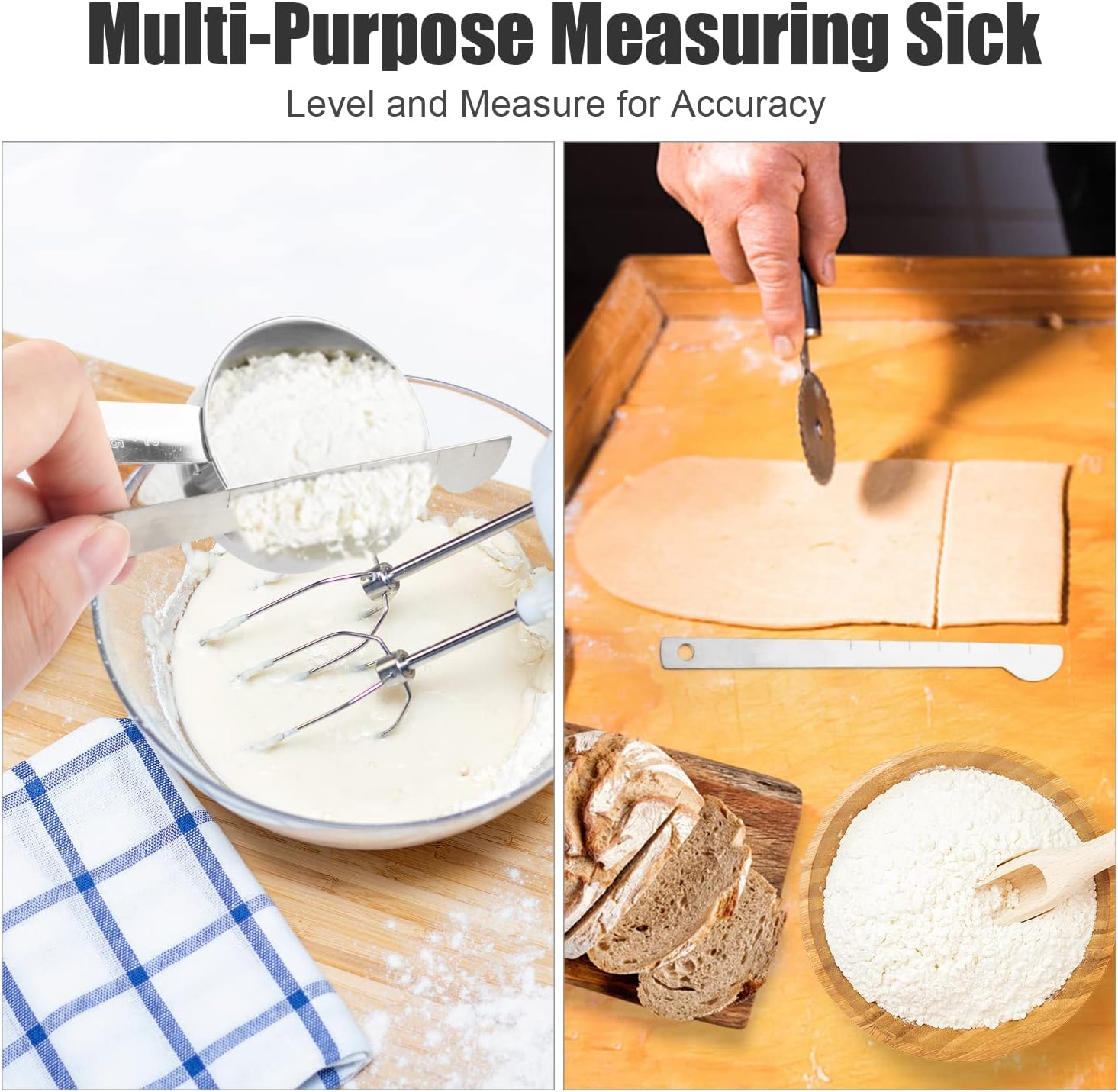 11 PCS Stainless Steel Measuring Cups Spoons Set, 5 Nesting Cups and 5 Stackable Spoons with 1 Leveler Measuring Tools Set for Dry Liquid Ingredients Cooking Baking