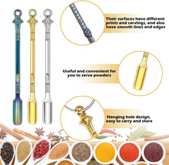 10 Pack Mini Metal Shovel Spoons Tiny Spice Spoon Keychain Charms | Small Alloy Powder Scoop Pendants with Keychain and Necklace Used to Fill Vial with Spice & DIY Craft Jewelry Keychain Making