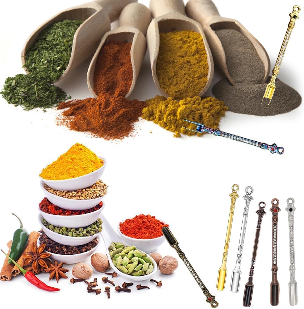 10 Pack Mini Metal Shovel Spoons Tiny Spice Spoon Keychain Charms | Small Alloy Powder Scoop Pendants with Keychain and Necklace Used to Fill Vial with Spice & DIY Craft Jewelry Keychain Making