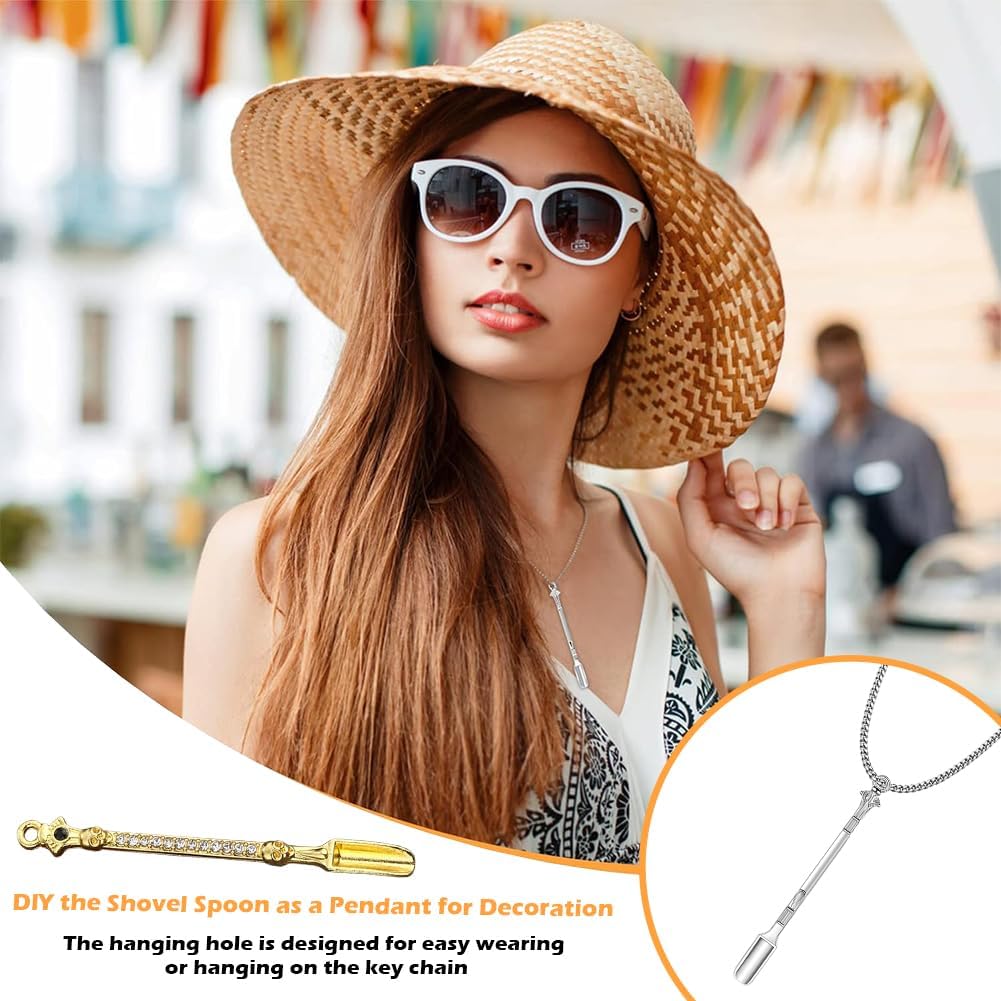 10 Pack Mini Metal Shovel Spoons Tiny Spice Spoon Keychain Charms | Small Alloy Powder Scoop Pendants with Keychain and Necklace Used to Fill Vial with Spice & DIY Craft Jewelry Keychain Making