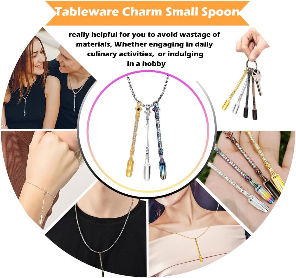 10 Pack Mini Metal Shovel Spoons Tiny Spice Spoon Keychain Charms | Small Alloy Powder Scoop Pendants with Keychain and Necklace Used to Fill Vial with Spice & DIY Craft Jewelry Keychain Making