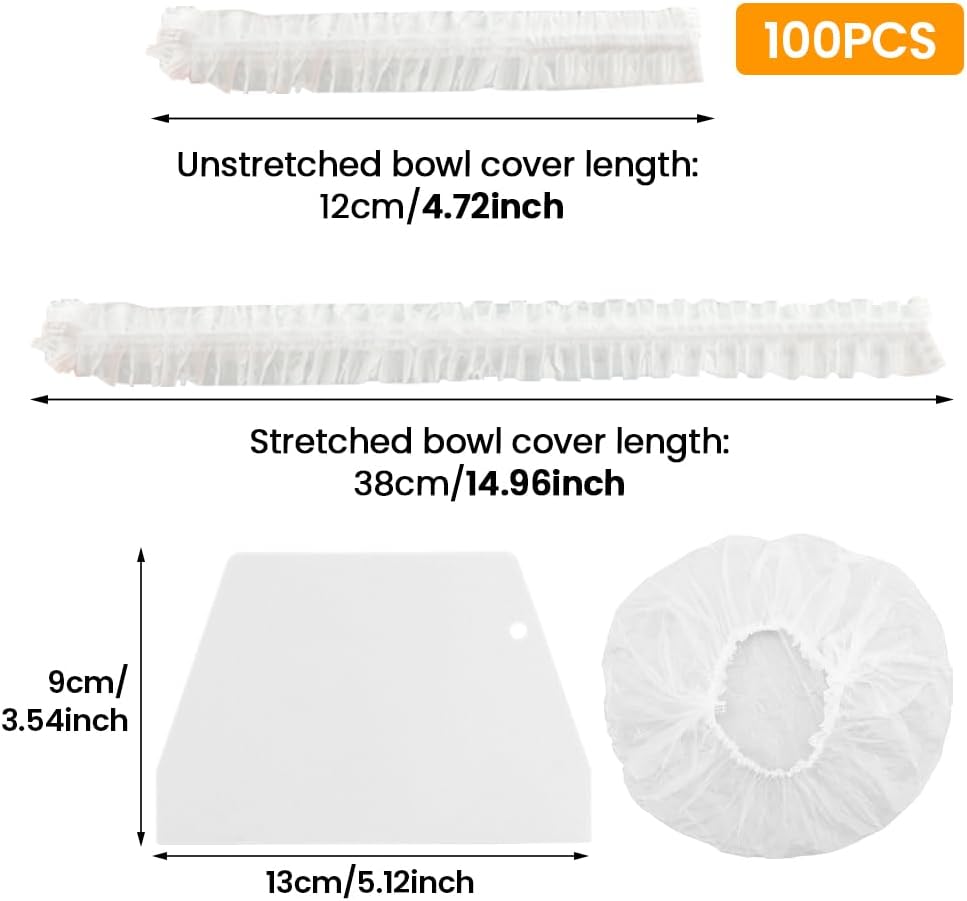 100PCS Bowls Covers and 1pc Dough Scraper for Bread Proofing Fruit Vegetable Meat Bowl(Transparent)