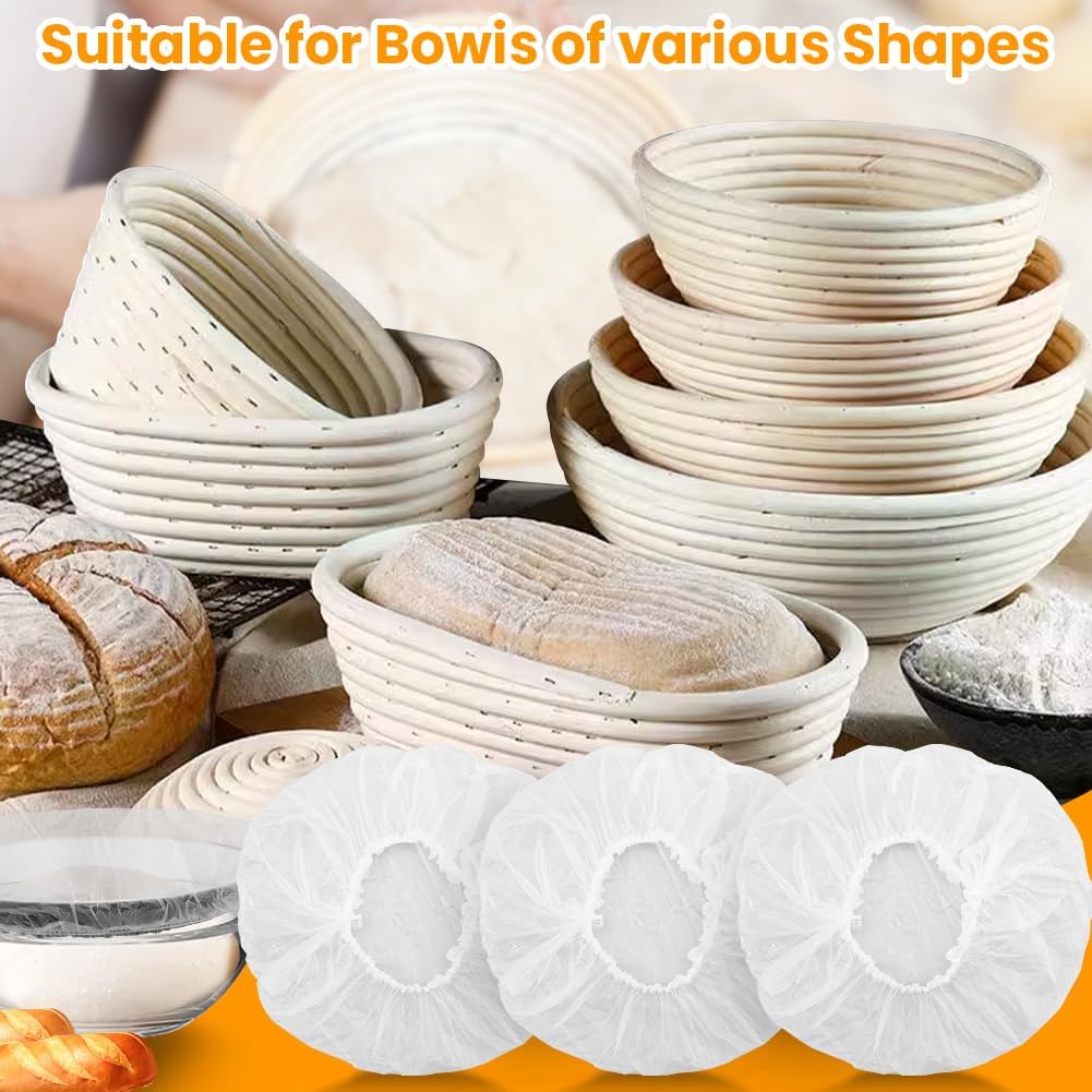 100PCS Bowls Covers and 1pc Dough Scraper for Bread Proofing Fruit Vegetable Meat Bowl(Transparent)