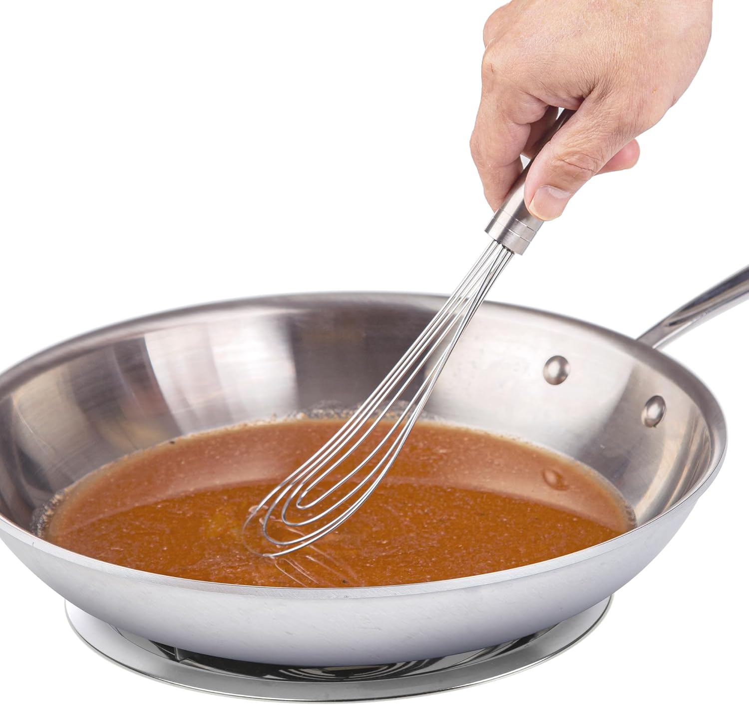 10 Inch Fat Whisk - Stainless Steel Whisk for Mixing, Beating, and Stirring Sauces, Batter, and More