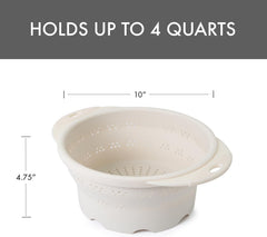 10" Collapsible Silicone Colander in Cream, Kitchen Strainer with Handles, 15.1 Cup Capacity | BPA-Free, Heat-Resistant, Space-Saving Kitchen Tool