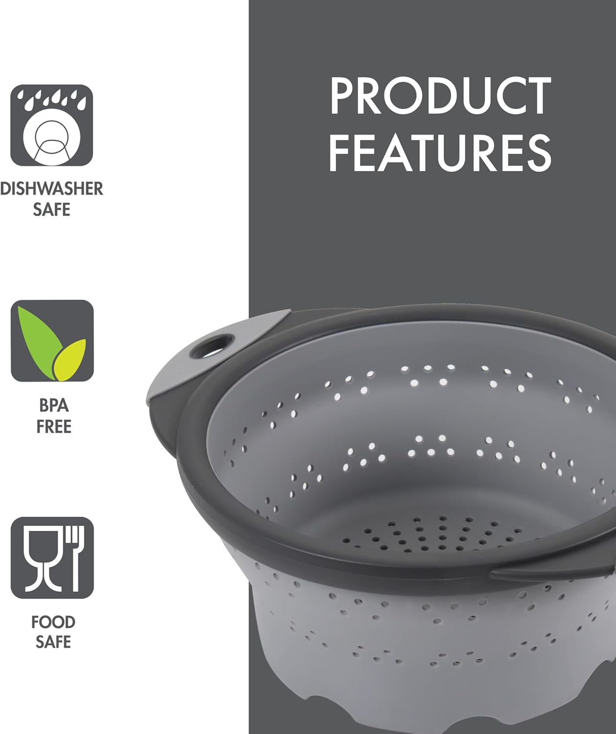 10" Collapsible Silicone Colander in Cream, Kitchen Strainer with Handles, 15.1 Cup Capacity | BPA-Free, Heat-Resistant, Space-Saving Kitchen Tool