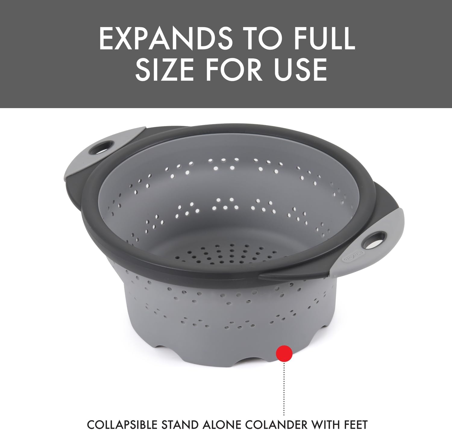 10" Collapsible Silicone Colander in Cream, Kitchen Strainer with Handles, 15.1 Cup Capacity | BPA-Free, Heat-Resistant, Space-Saving Kitchen Tool