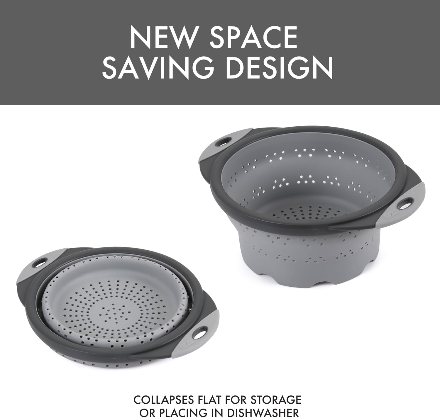 10" Collapsible Silicone Colander in Cream, Kitchen Strainer with Handles, 15.1 Cup Capacity | BPA-Free, Heat-Resistant, Space-Saving Kitchen Tool
