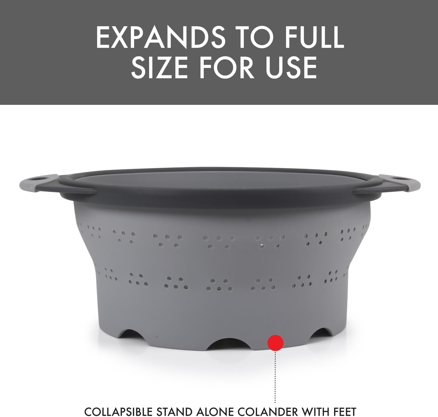 10" Collapsible Silicone Colander in Cream, Kitchen Strainer with Handles, 15.1 Cup Capacity | BPA-Free, Heat-Resistant, Space-Saving Kitchen Tool