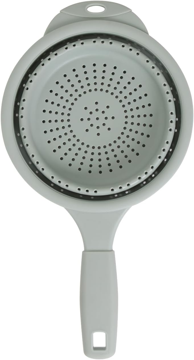 10" Collapsible Silicone Colander in Cream, Kitchen Strainer with Handles, 15.1 Cup Capacity | BPA-Free, Heat-Resistant, Space-Saving Kitchen Tool