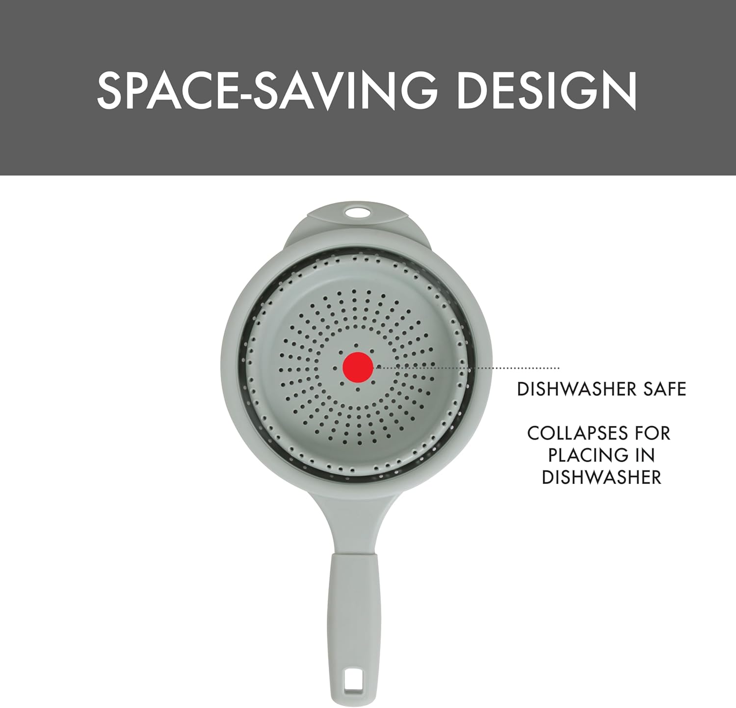 10" Collapsible Silicone Colander in Cream, Kitchen Strainer with Handles, 15.1 Cup Capacity | BPA-Free, Heat-Resistant, Space-Saving Kitchen Tool