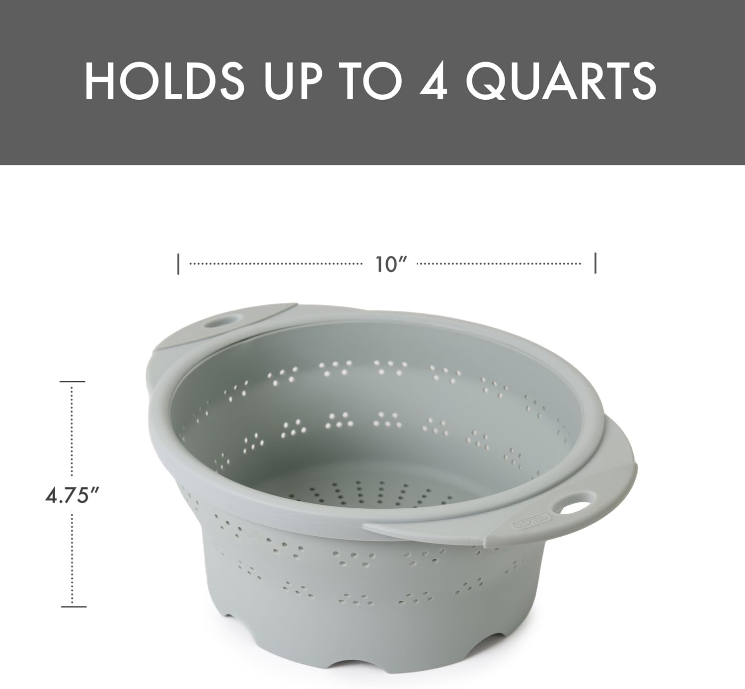10" Collapsible Silicone Colander in Cream, Kitchen Strainer with Handles, 15.1 Cup Capacity | BPA-Free, Heat-Resistant, Space-Saving Kitchen Tool