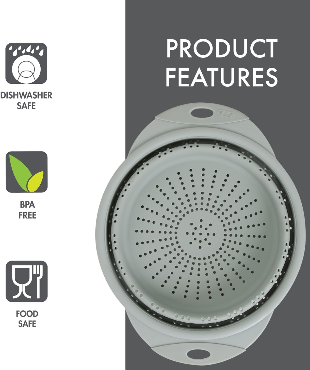 10" Collapsible Silicone Colander in Cream, Kitchen Strainer with Handles, 15.1 Cup Capacity | BPA-Free, Heat-Resistant, Space-Saving Kitchen Tool