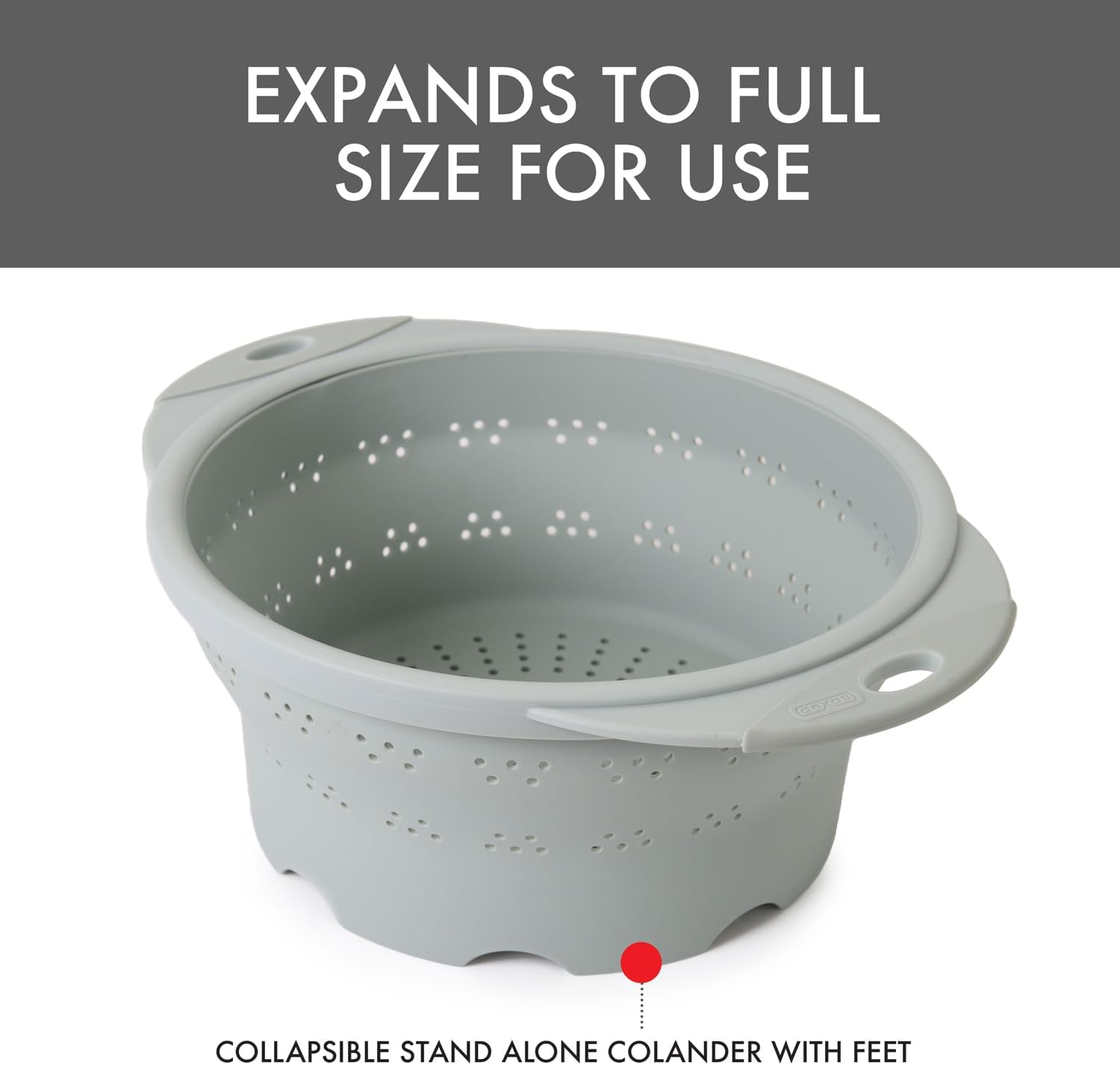 10" Collapsible Silicone Colander in Cream, Kitchen Strainer with Handles, 15.1 Cup Capacity | BPA-Free, Heat-Resistant, Space-Saving Kitchen Tool