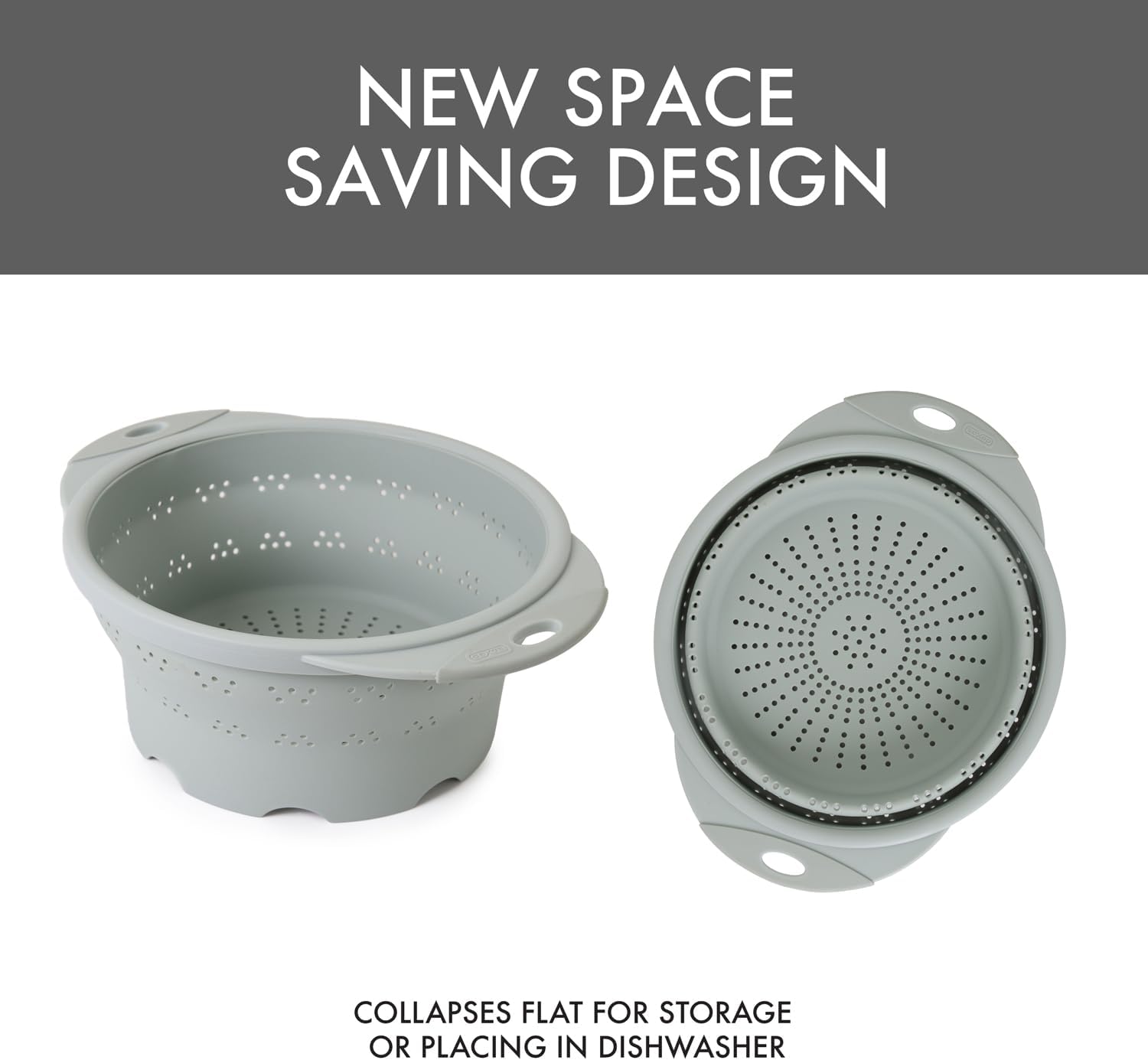 10" Collapsible Silicone Colander in Cream, Kitchen Strainer with Handles, 15.1 Cup Capacity | BPA-Free, Heat-Resistant, Space-Saving Kitchen Tool