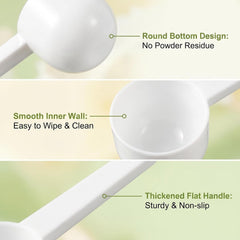 10Pcs 5 Gram/10 ml White Plastic Tablespoon Measuring Spoons with Long Handle Mini Powder Scoops Tiny Spoons for Measuring Coffee Grains Protein Spices (Round Bottom)