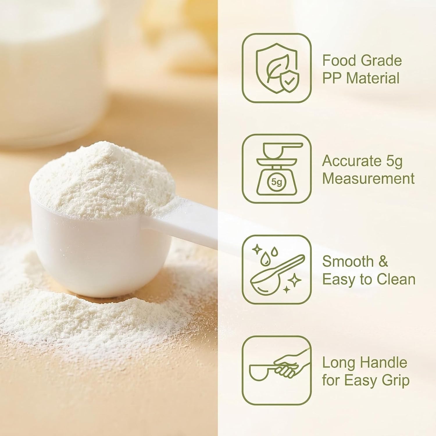 10Pcs 5 Gram/10 ml White Plastic Tablespoon Measuring Spoons with Long Handle Mini Powder Scoops Tiny Spoons for Measuring Coffee Grains Protein Spices (Round Bottom)