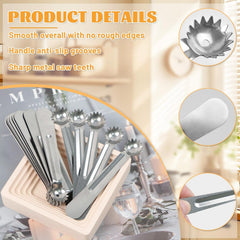 15 Pcs Silver Strawberry Hullers Set Stainless Steel | Tomato Corer, Fruit Vegetable Coring Tools, Kitchen Essentials, Suitable for Fruits and Vegetables
