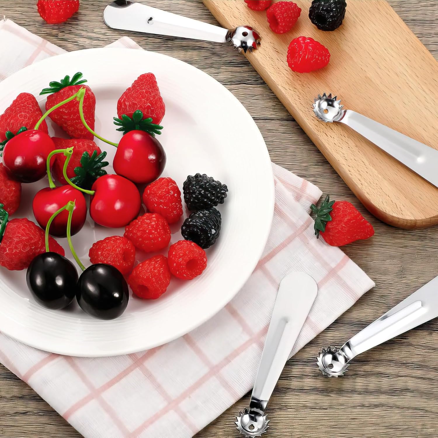 15 Pcs Silver Strawberry Hullers Set Stainless Steel | Tomato Corer, Fruit Vegetable Coring Tools, Kitchen Essentials, Suitable for Fruits and Vegetables