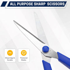 10 Pack 8" Scissors All Purpose, Heavy Duty Scissors for Office | Scissors Bulk Multipurpose Comfort-Grip Sharp Adult Office Scissors Set Sewing Fabric Stainless Steel Blades, Right/Left Hand