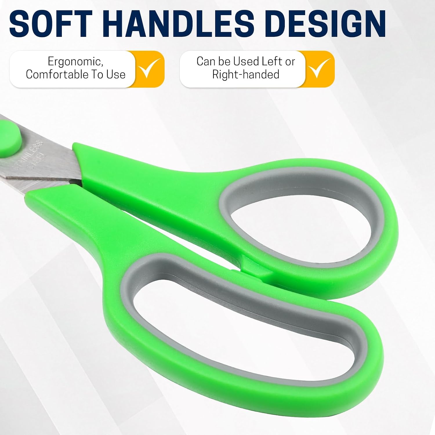 10 Pack 8" Scissors All Purpose, Heavy Duty Scissors for Office | Scissors Bulk Multipurpose Comfort-Grip Sharp Adult Office Scissors Set Sewing Fabric Stainless Steel Blades, Right/Left Hand