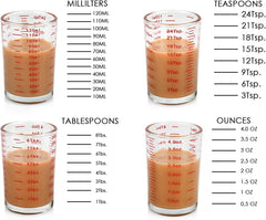 120 Milliliter Measuring Cup 2 Pieces Shot Glass Measuring Cup with 4 Kinds of Measuring Scale for Small Amount Liquid (Red, 120 ml)