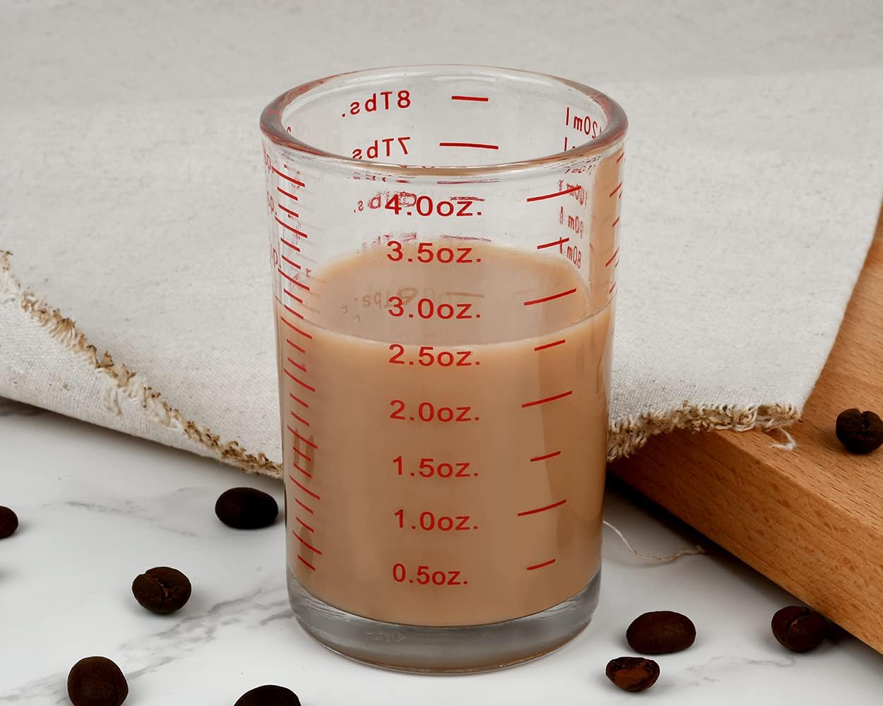 120 Milliliter Measuring Cup 2 Pieces Shot Glass Measuring Cup with 4 Kinds of Measuring Scale for Small Amount Liquid (Red, 120 ml)