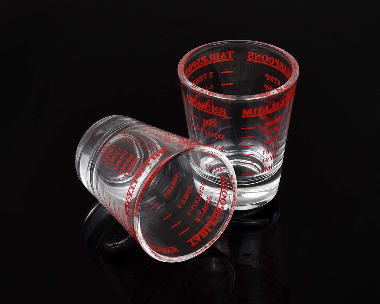 120 Milliliter Measuring Cup 2 Pieces Shot Glass Measuring Cup with 4 Kinds of Measuring Scale for Small Amount Liquid (Red, 120 ml)