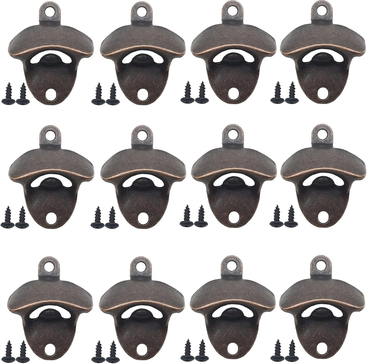 12PCS Wall Mounted Bottle Opener Vintage Beer Bottle Opener Suitable for Bars KTV Hotels Homes（Red Bronze）