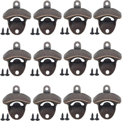 12PCS Wall Mounted Bottle Opener Vintage Beer Bottle Opener Suitable for Bars KTV Hotels Homes（Red Bronze）