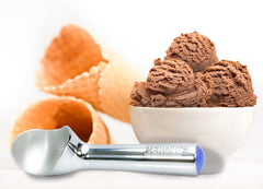 #12 3 oz. Blue End Cap Aluminum Zerolon Ice Cream Scoop