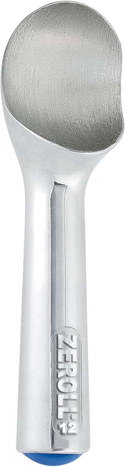 #12 3 oz. Blue End Cap Aluminum Zerolon Ice Cream Scoop