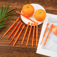10pcs Orange Peeler Tool, Long Handle Serrated Citrus Peel Cutter Easy Hold Plastic Vegetable Lemon Slicer Fruit Opener Remover Kitchen Gadget Chef Tools