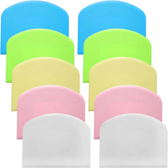 10 Pcs Bread Scraper, Plastic Bowl Scrapers for Bread Dough, Flexible Food Scraper Tool for Breads, Cake Dough and Fondant Frosting (Green, Pink, Blue, White, Yellow)