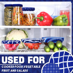 10 Pack Cloth Bowl Covers for Bread Rising - 5 Size Stretch Elastic Food Storage Container Lids - Reusable Cotton Fabric Covers for Food, Fruits, Leftovers (Stylish)