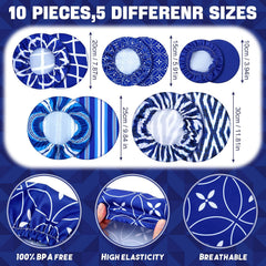 10 Pack Cloth Bowl Covers for Bread Rising - 5 Size Stretch Elastic Food Storage Container Lids - Reusable Cotton Fabric Covers for Food, Fruits, Leftovers (Stylish)
