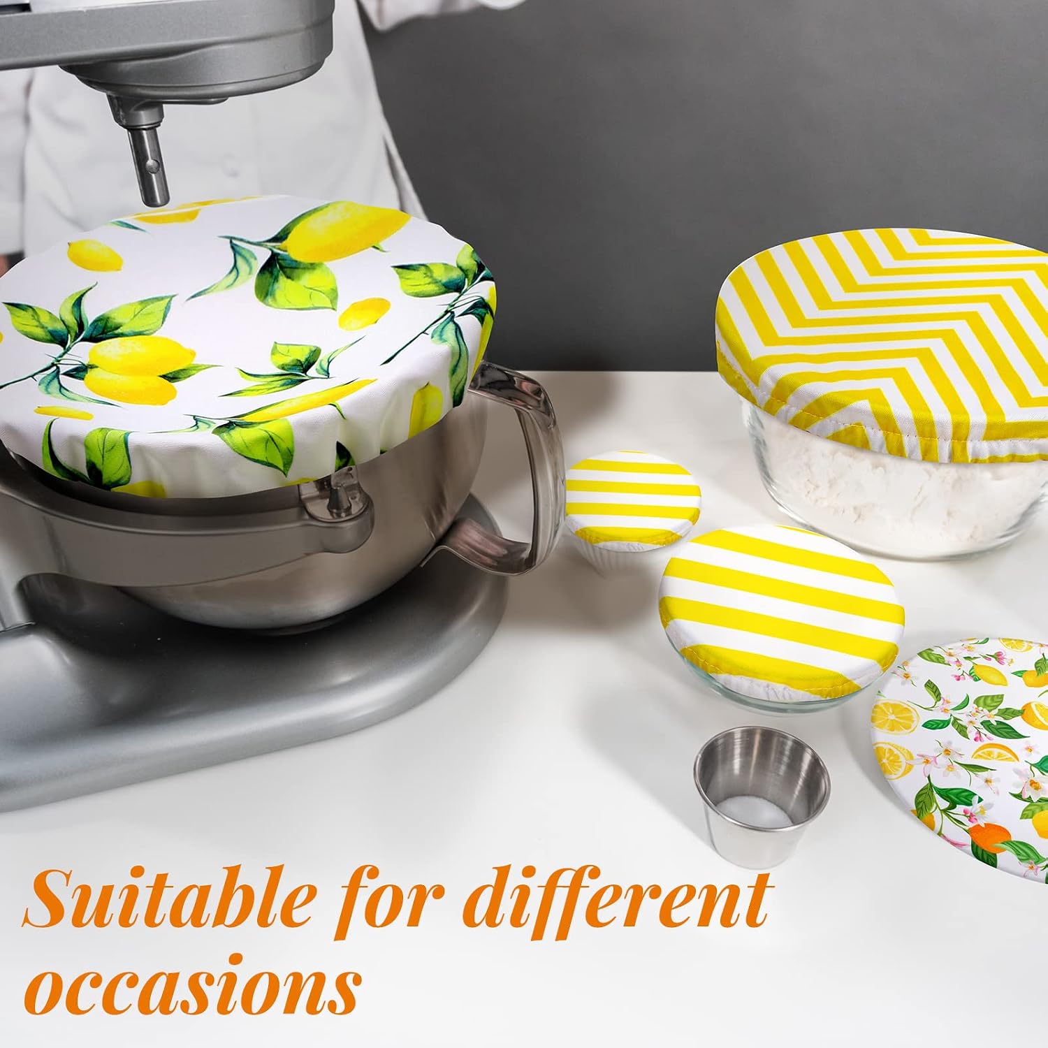 10 Pack Cloth Bowl Covers for Bread Rising - 5 Size Stretch Elastic Food Storage Container Lids - Reusable Cotton Fabric Covers for Food, Fruits, Leftovers (Stylish)