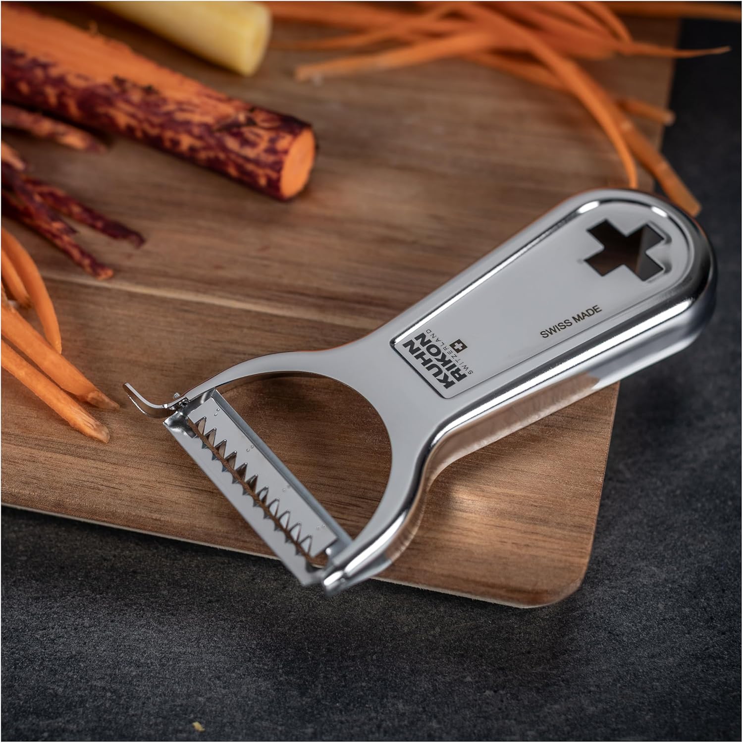 "Swiss Metallic" Julienne Cross Peeler, Silver