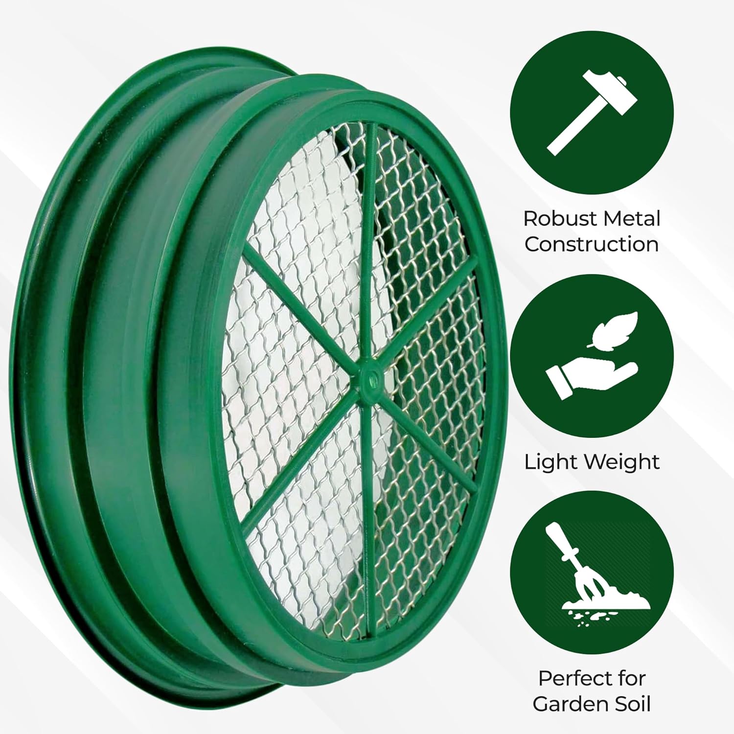 13.25 Inch Wide Stackable Classifier Gold Prospecting Pan - 1/8 Inch Stainless Steel Mesh Sifting Pan, Green