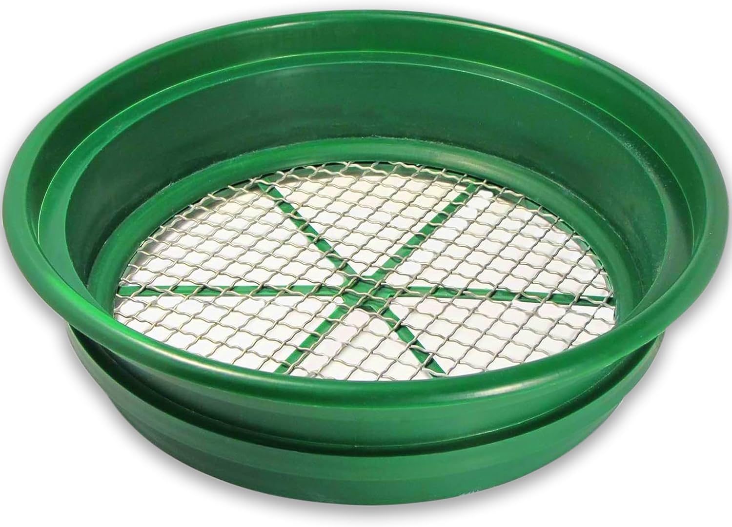 13.25 Inch Wide Stackable Classifier Gold Prospecting Pan - 1/8 Inch Stainless Steel Mesh Sifting Pan, Green