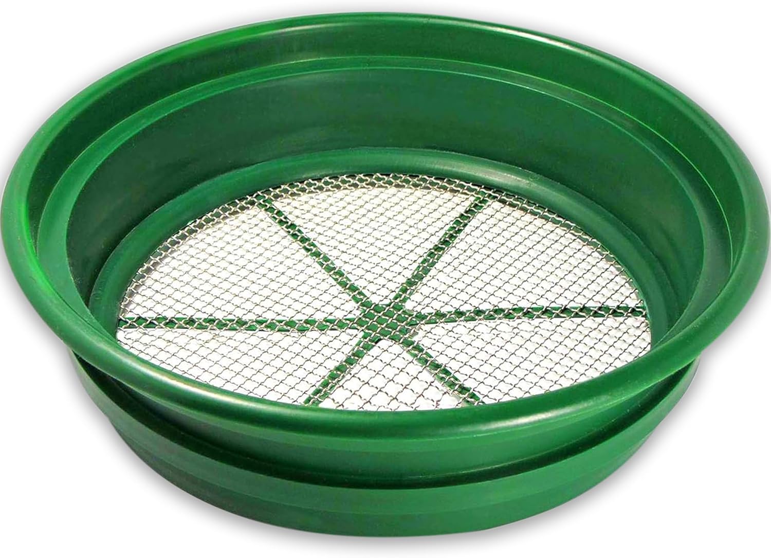 13.25 Inch Wide Stackable Classifier Gold Prospecting Pan - 1/8 Inch Stainless Steel Mesh Sifting Pan, Green