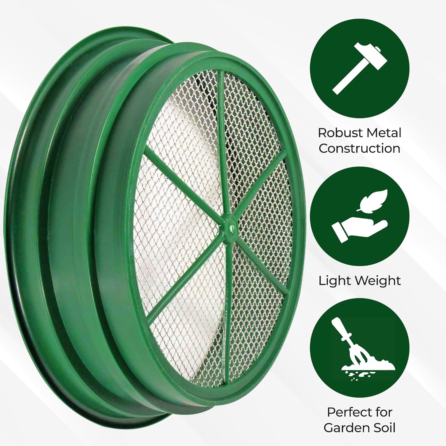 13.25 Inch Wide Stackable Classifier Gold Prospecting Pan - 1/8 Inch Stainless Steel Mesh Sifting Pan, Green