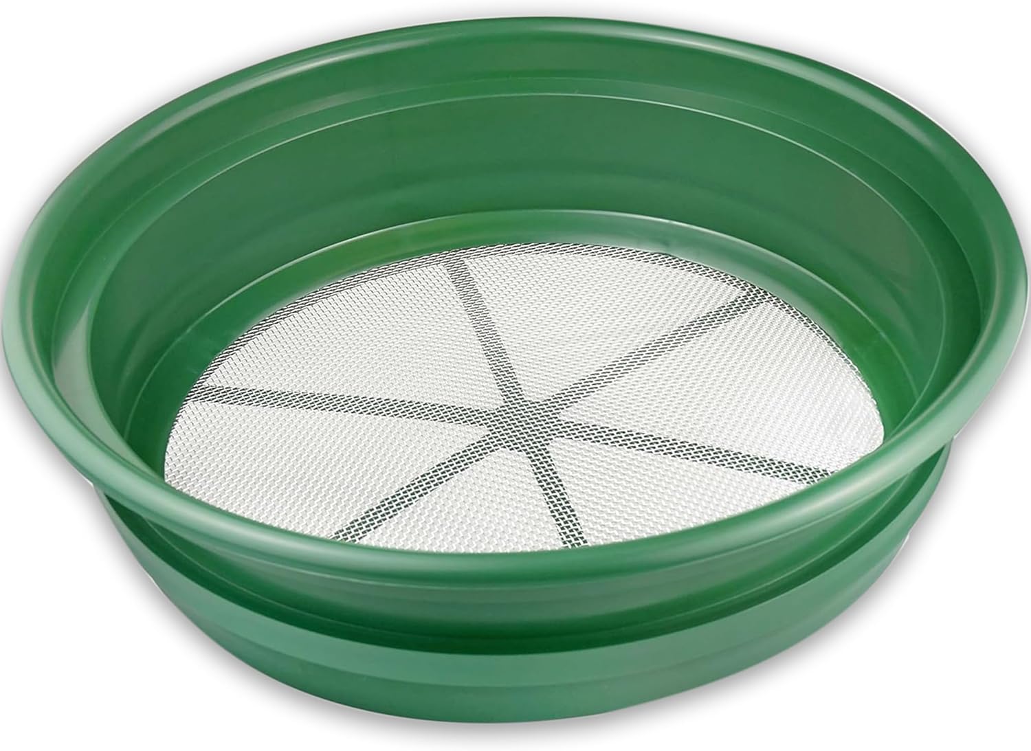 13.25 Inch Wide Stackable Classifier Gold Prospecting Pan - 1/8 Inch Stainless Steel Mesh Sifting Pan, Green