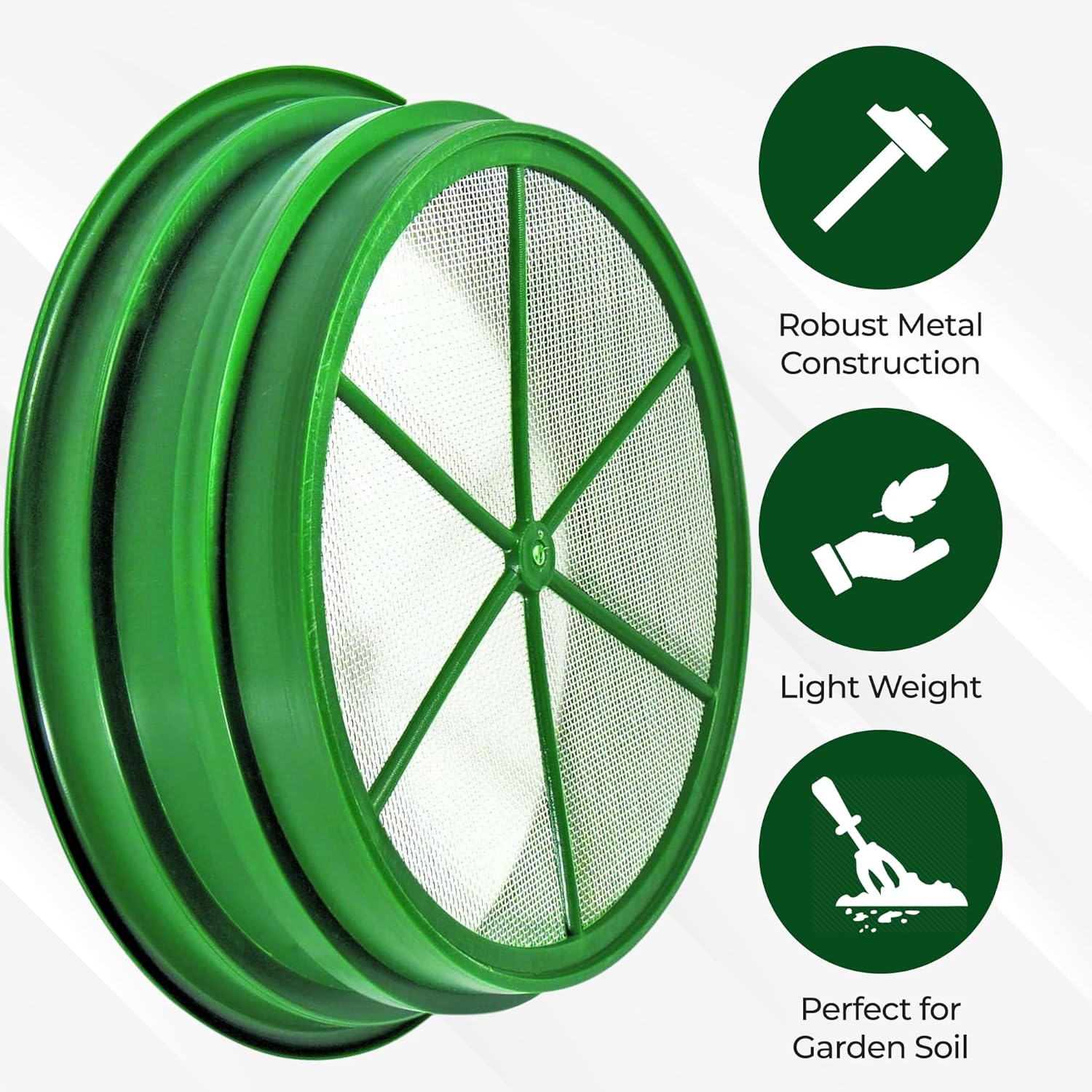 13.25 Inch Wide Stackable Classifier Gold Prospecting Pan - 1/8 Inch Stainless Steel Mesh Sifting Pan, Green