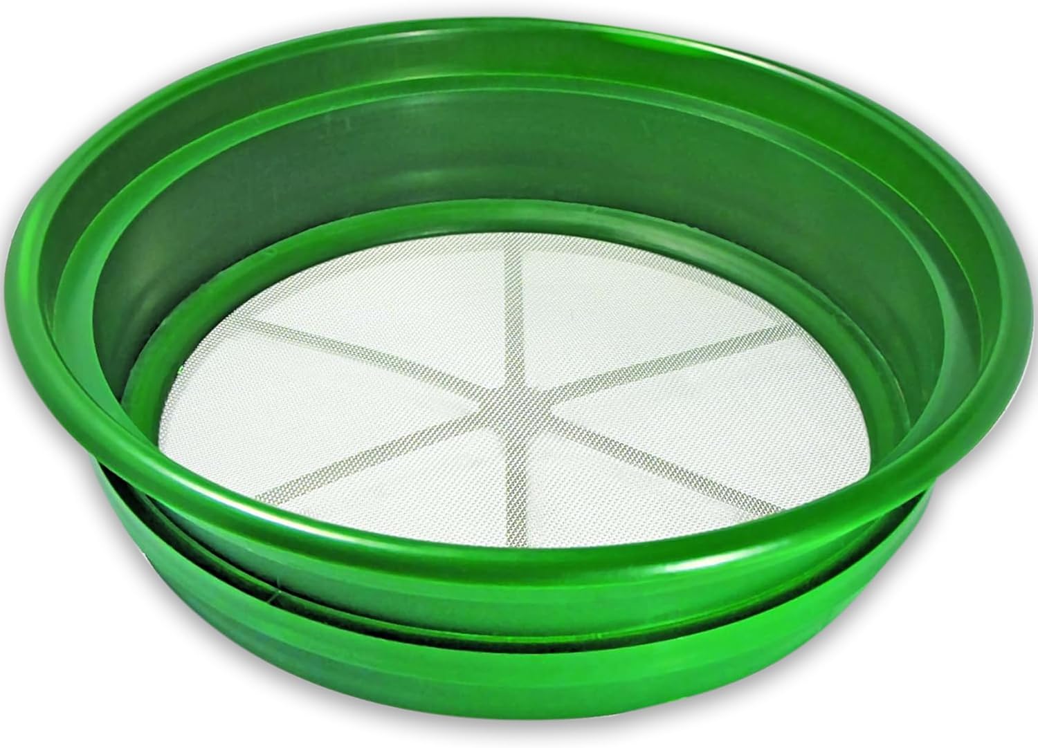 13.25 Inch Wide Stackable Classifier Gold Prospecting Pan - 1/8 Inch Stainless Steel Mesh Sifting Pan, Green