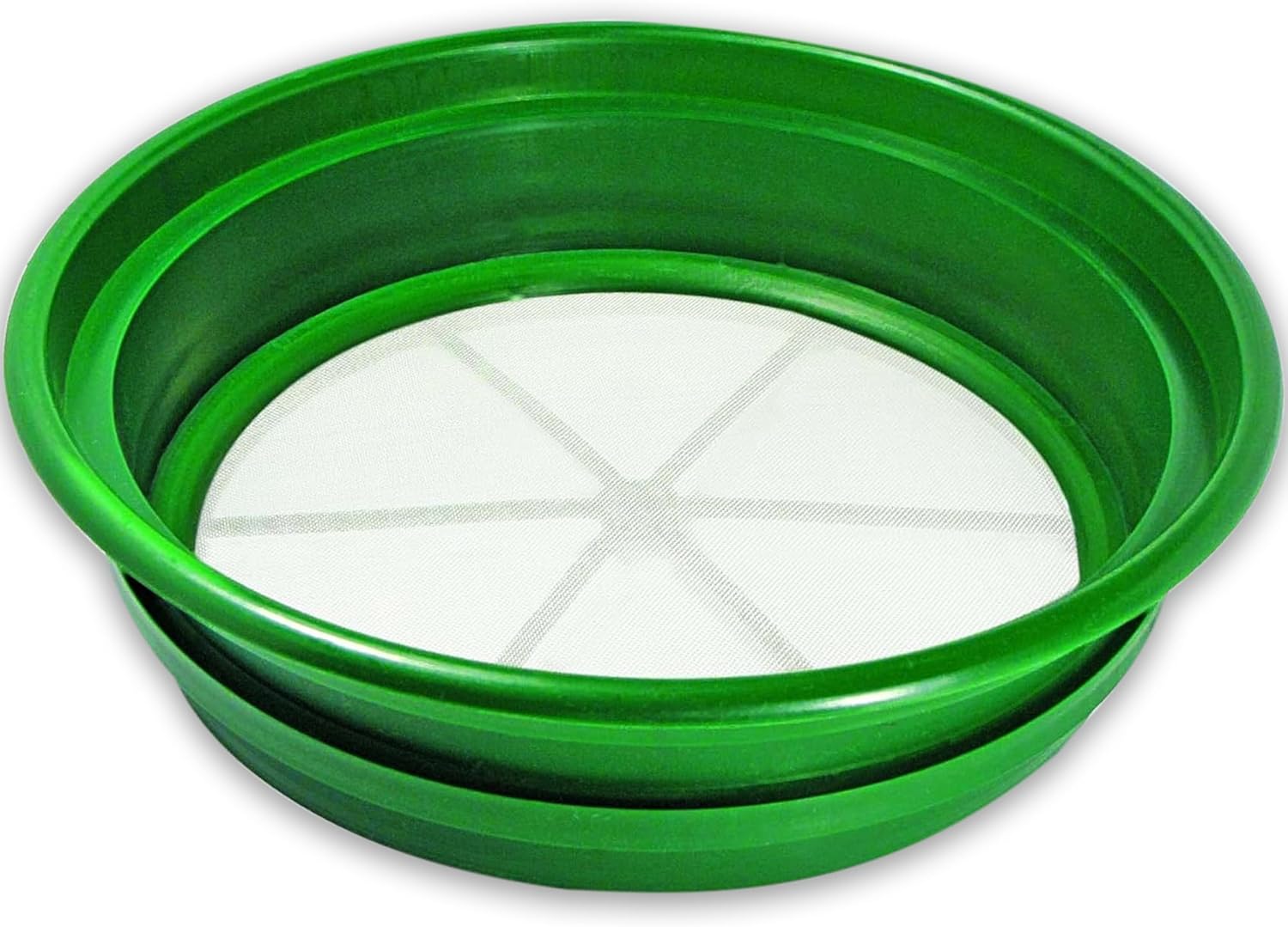 13.25 Inch Wide Stackable Classifier Gold Prospecting Pan - 1/8 Inch Stainless Steel Mesh Sifting Pan, Green